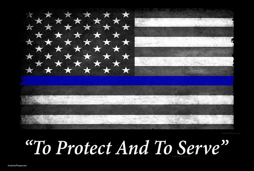 Thin Blue Line Flag To Protect And To Serve 8x12 Metal Sign ...