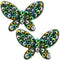Green Butterfly Beaded Stud Earrings
