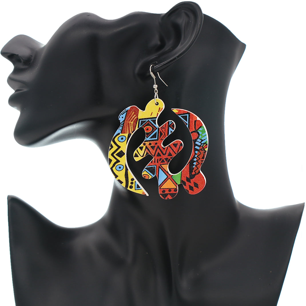 Multicolor Gye Nyame Adinkra Symbol Earrings