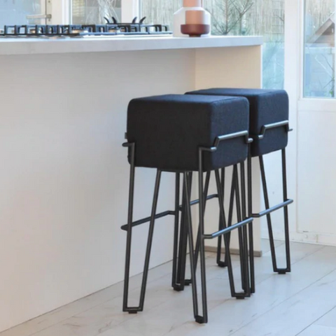 Dutch design square stools with metal frames