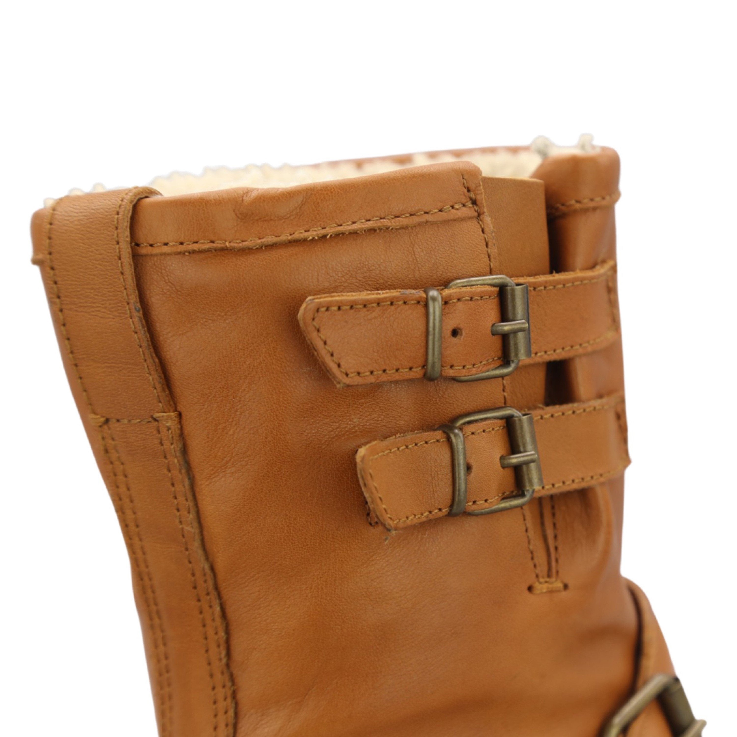 Lucky Waterproof Cognac Leather Moto Boot