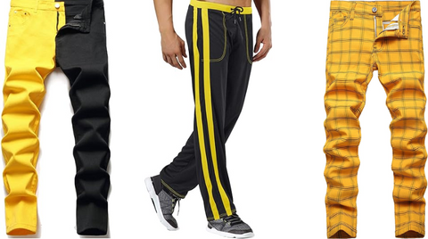 black and yellow joggers