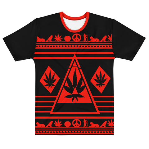 red graphic tee shirt