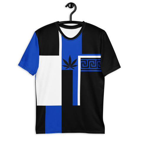 black and blue graphic tee