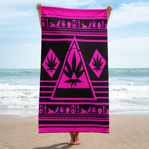 pink weed pool towel