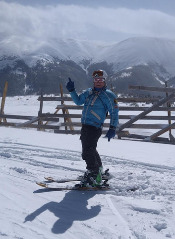 Adrain Floreani skiing FloSkis at the top of Winter Park after a cold powder dump, elevation 11,800 feet!