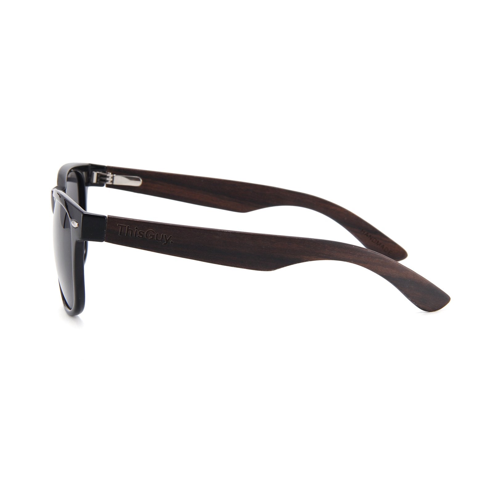 Ebony Wood Wayfarer Sunglasses (Black with Smoke Lens)