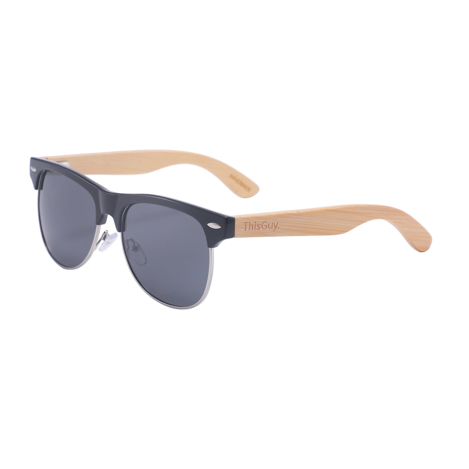 Bamboo Clubmaster Sunglasses (Black 