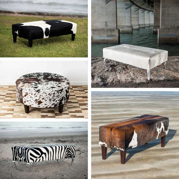 Cowhide Ottomans by Gorgeous Creatures