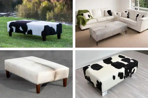 Cowhide ottomans and footstools by Gorgeous Creatures