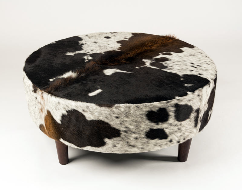 Round Cowhide Ottoman NSW Australia | Brown Round Cow Skin Furniture