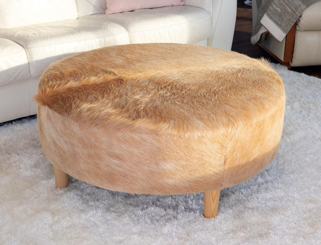 Round Cowhide Ottoman Nsw Australia Brown Round Cow Skin Furniture