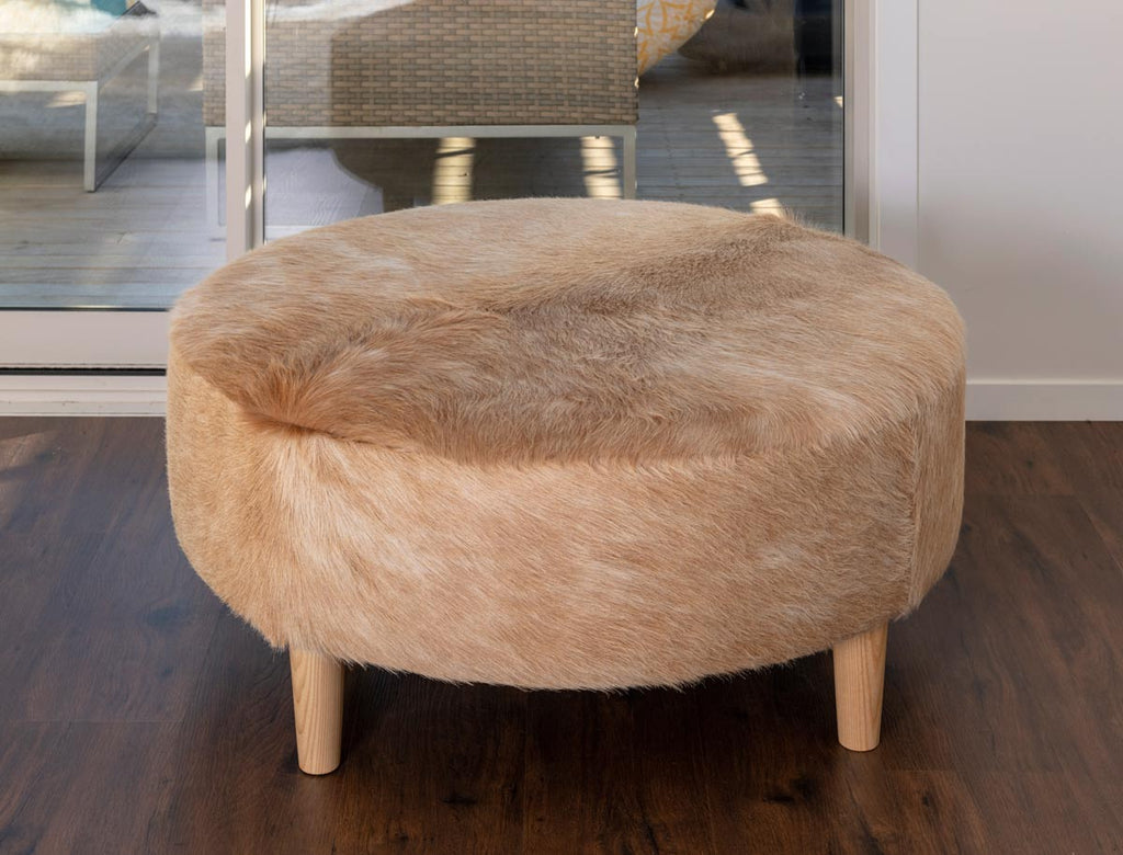 Round Cowhide Ottoman Nsw Australia Brown Round Cow Skin Furniture
