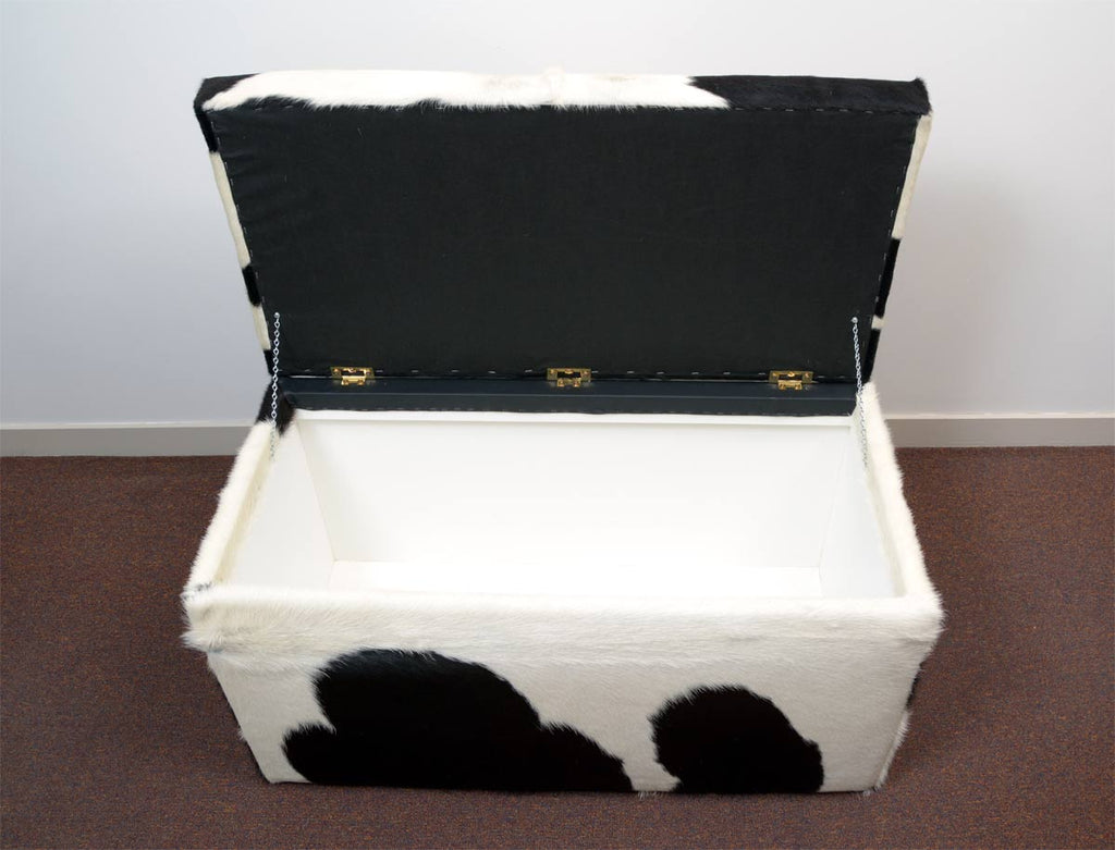 Cowhide Storage Ottoman Upholstered Ottomans Blanket Box