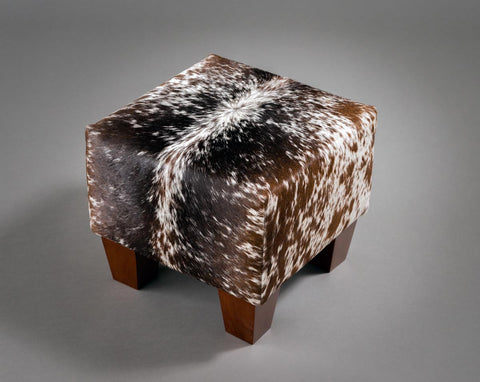 Brown White Cowhide Cube Ottoman Or Foot Stool Made In Nz