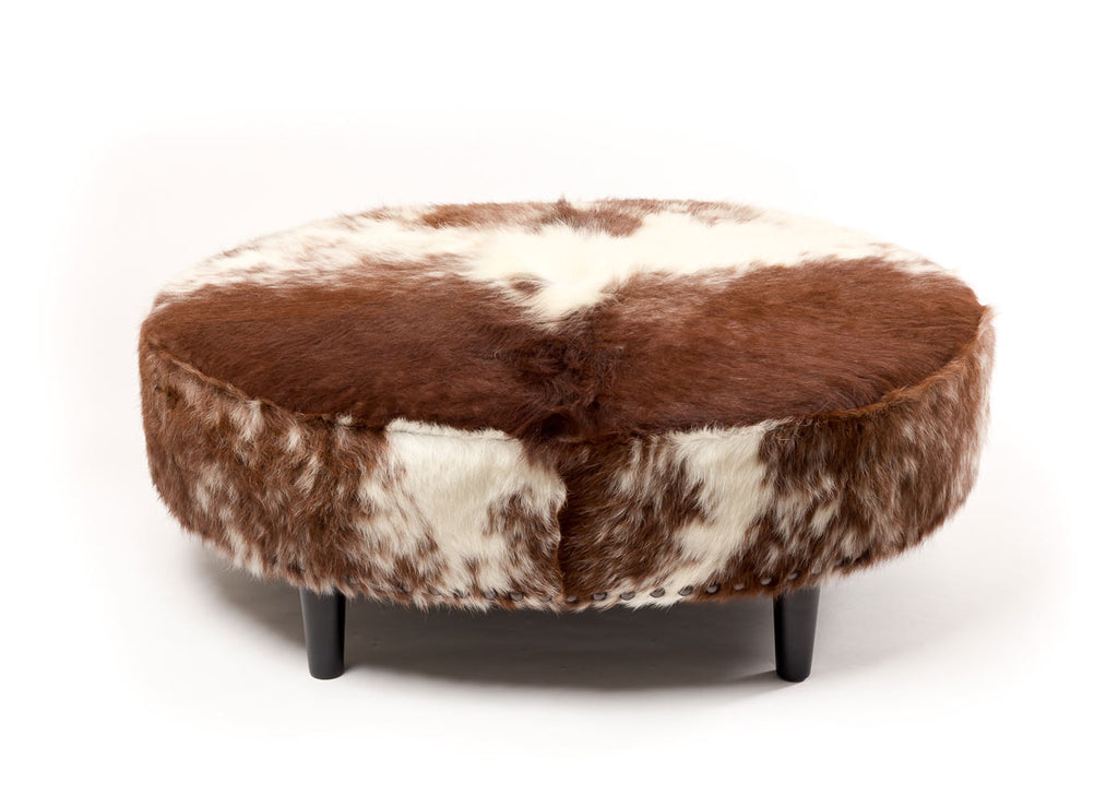 Wide Oval Cowhide Ottoman Brown White Cowhide Ottoman Australia