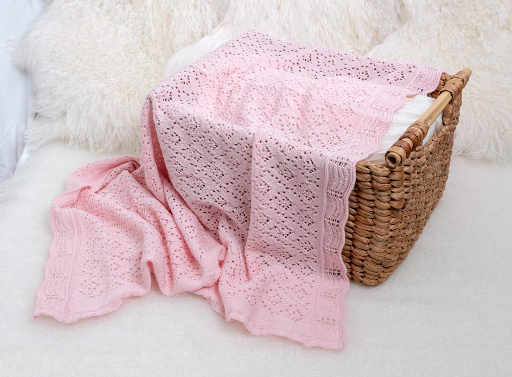 pink baby shawl