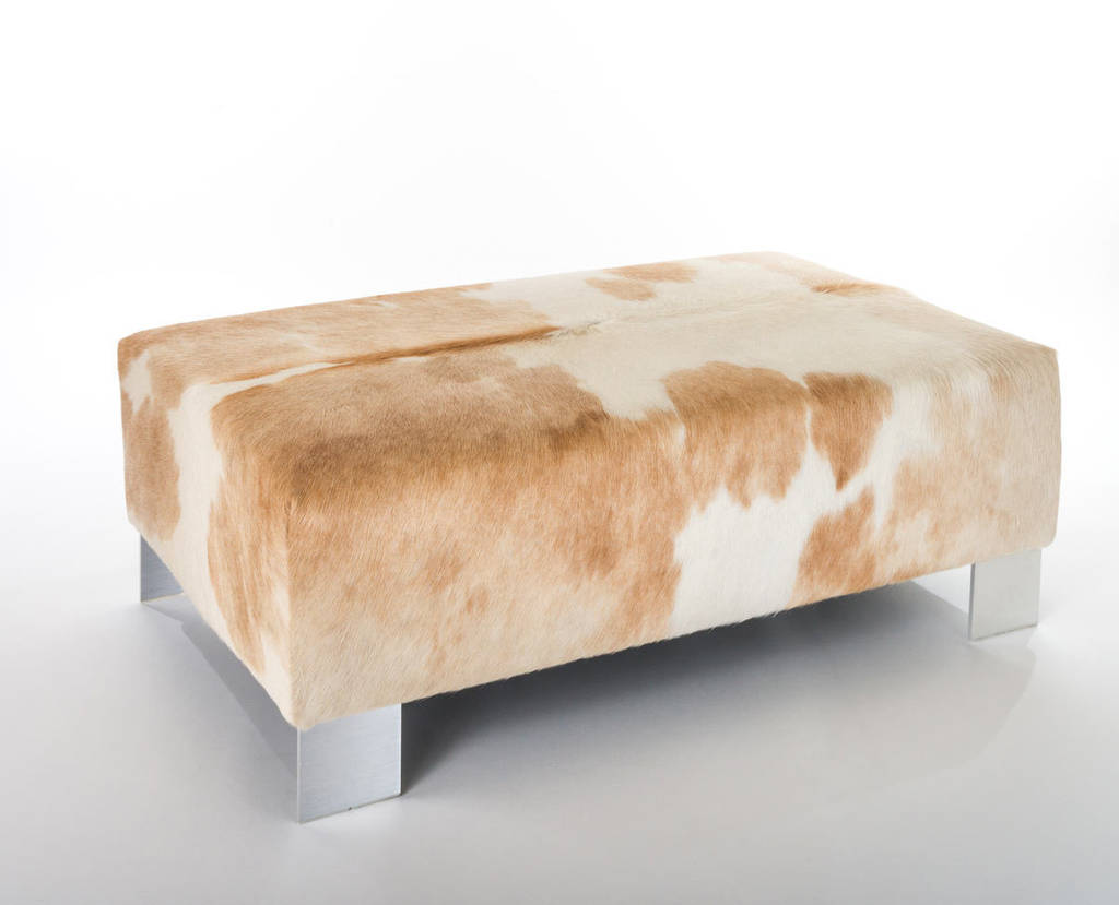 Beige White Cowhide Ottoman Ottomans For Sale Nz Australia