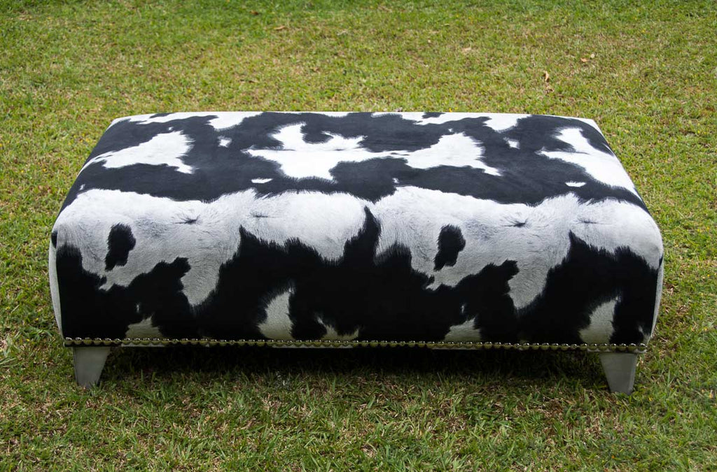 Faux Cowhide Fabric Ottoman Fake Cow Skin Furniture Australia