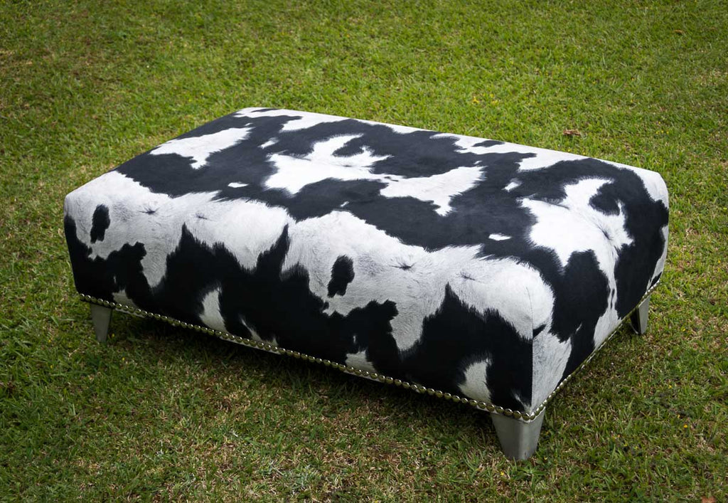 Faux Cowhide Fabric Ottoman Fake Cow Skin Furniture Australia
