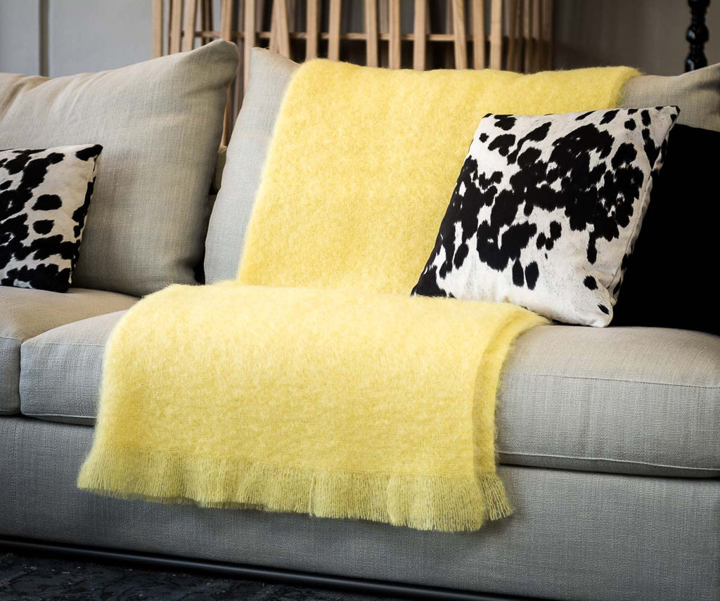 yellow throw blanket