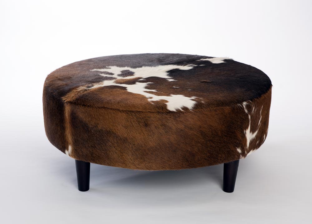 Brown Round Cowhide Ottoman Sydney Nsw Au Round Cow Skin Furniture