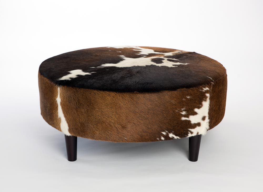 Brown Round Cowhide Ottoman Sydney NSW AU | Round Cow Skin ...