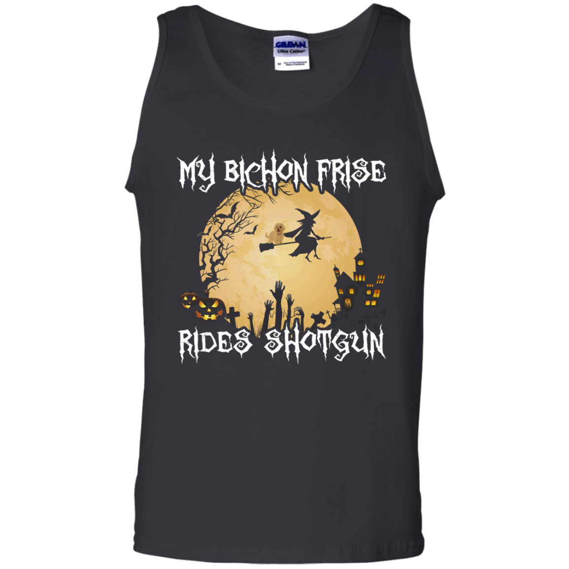 Bichon Frise Rides Shotgun Bichon Frise Halloween Tank Top Shirts