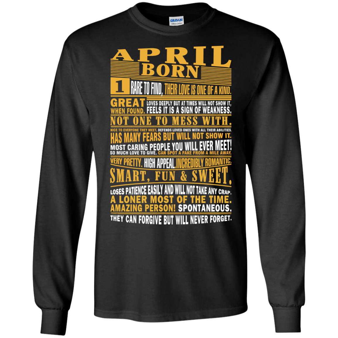 April Born Great Smart Fun And Sweet Personshirt, G240 Ls Ultra T-shirt