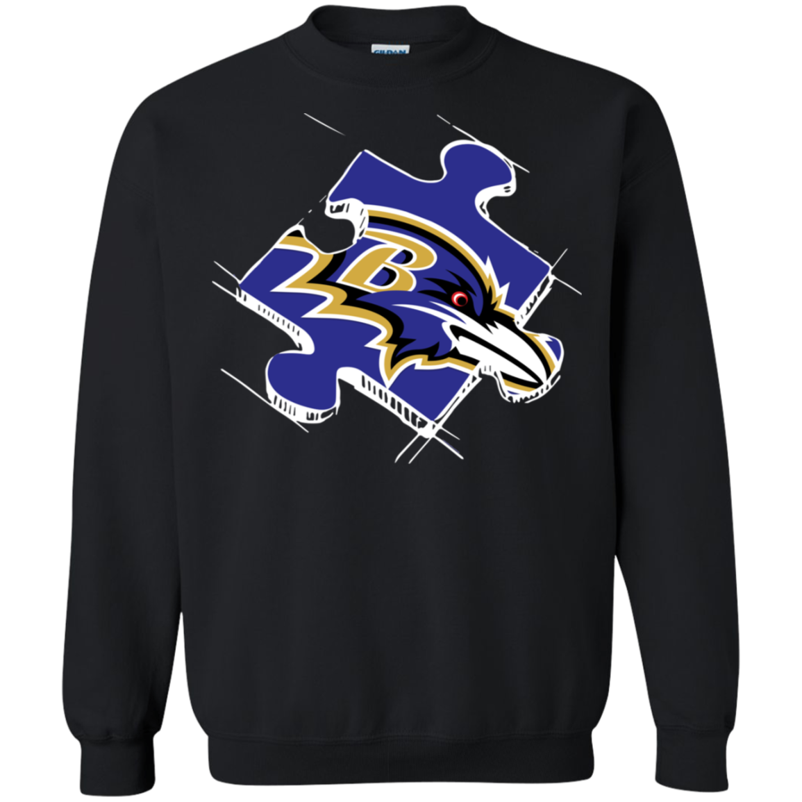 Baltimore Ravens Autism Puzzle G180 Crewneck Pullover 8 Oz.