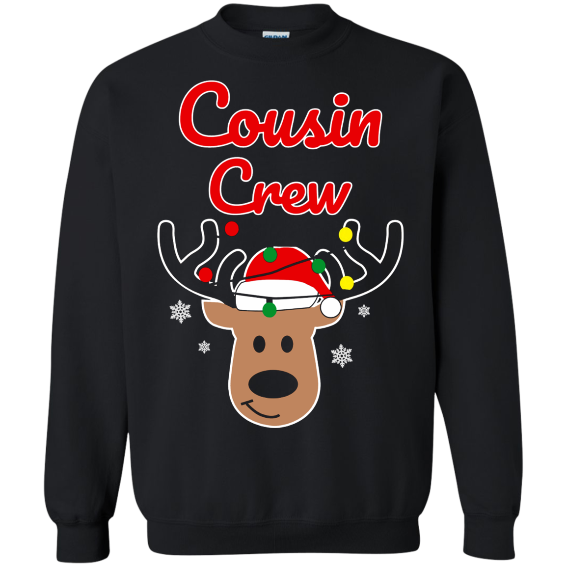 Christmas Cousin Crew Shirt Reindeer Matching Pajama Shirt G180 Crewneck Pullover 8 Oz.