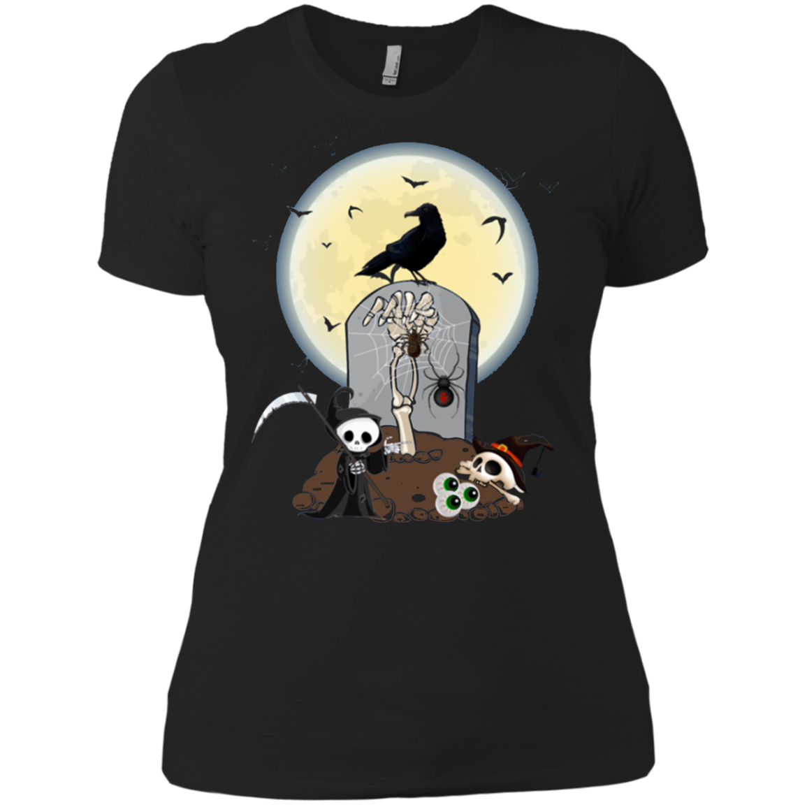 Crow On A Tomb At Halloween Night T-shirt For 