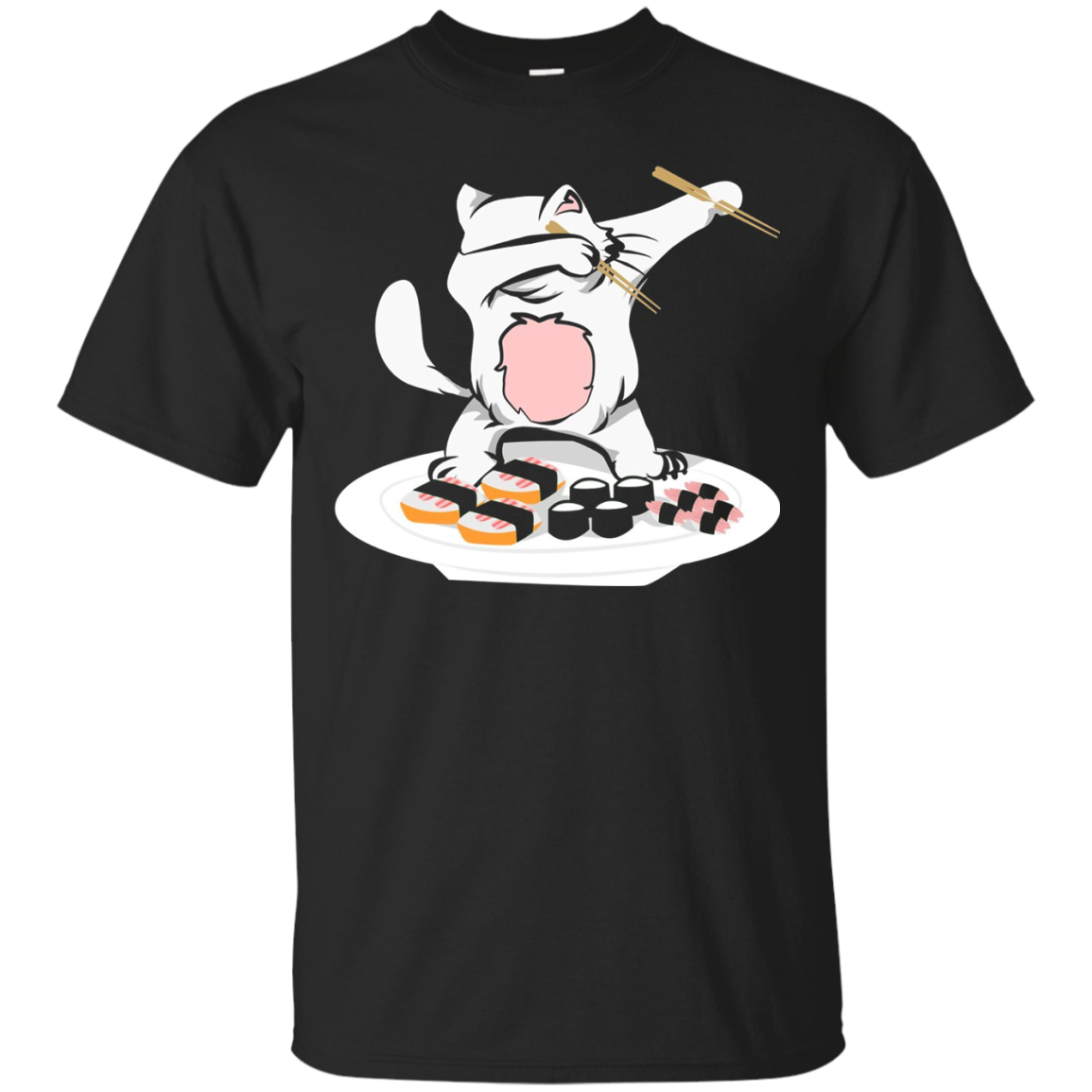 Dabbing Sushi Cat Funny Kitty Lover Meme Tshirt Tee_black