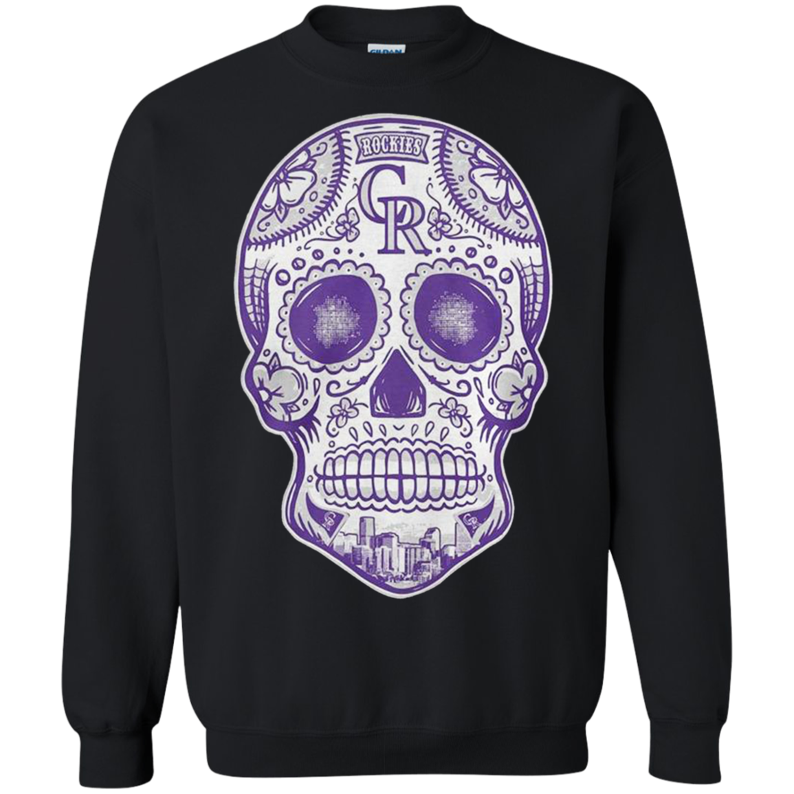 Skull Colorado Rockies G180 Crewneck Pullover 8 Oz. Shirts