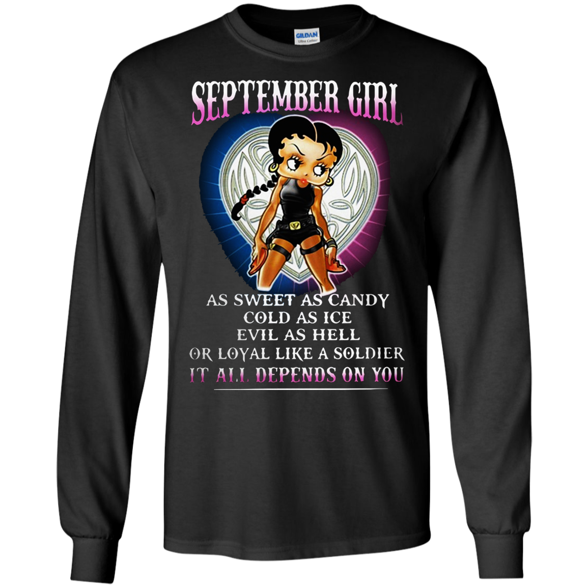 Betty Boop September Girl As Sweet As Candy Cold As Ice Shirt G240 Ls Ultra T-shirt