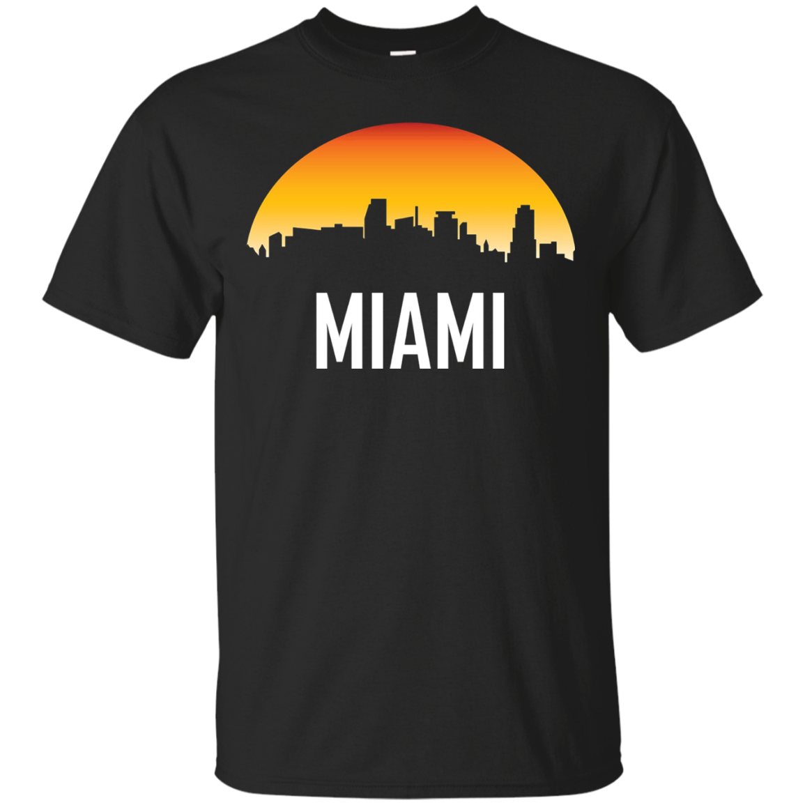 Miami Florida Sunset Skyline Silhouette T-shirt_black