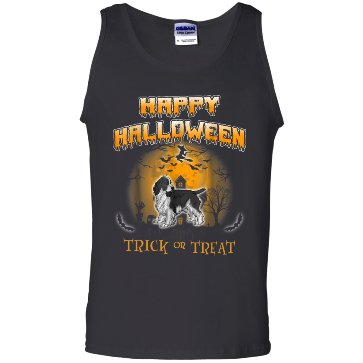 English Springer Spaniel Dog Happy Halloween Tank Top Shirts