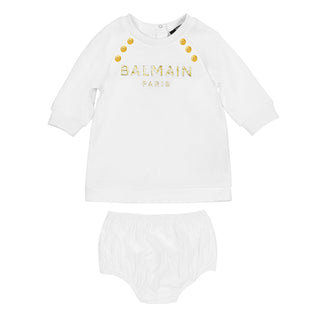 Leggings Balmain - White wool blend baby girl balmain leggings -  BT6080J0302102