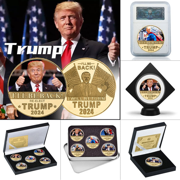 2024 Donald Trump Gold Plated Commemorative Coin Collectibles Hot