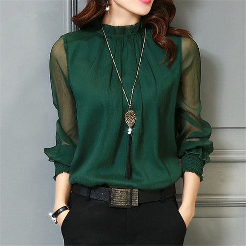 Chiffon Stand-Neck Blouses