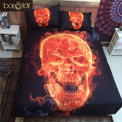 3D Skulls Bedding Set ( 1pcs Quilt + Pillow covers 2 Pcs )