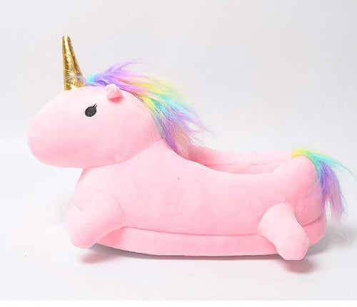 Lovely Unicorn Rainbow Fur Slippers