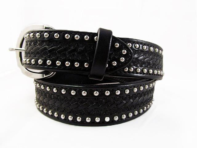 Silver Studded Black Leather Belt – Usher Brand Boutique
