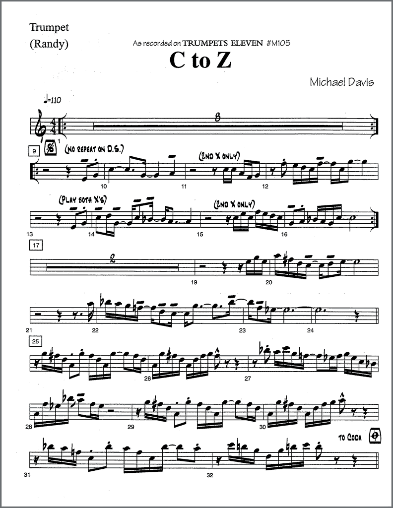 C To Z For Trumpet By Michael Davis Hip Bone Music