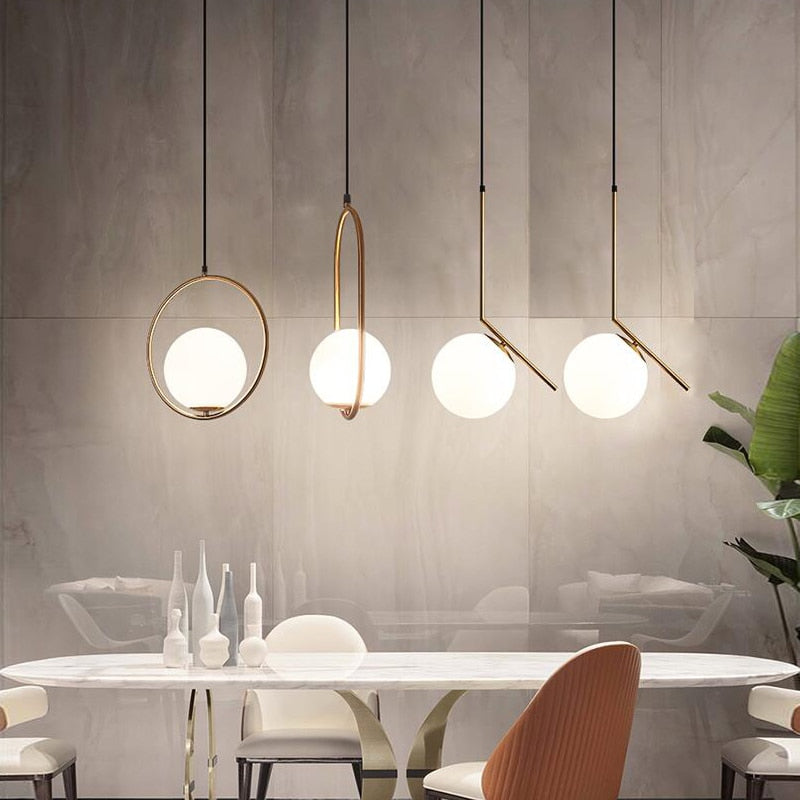 Nordic Chandelier Minimalist Art Led Chandelier Hang Glass Ball Living Room Bedroom Minimalist Restaurant Bar Home Lighting