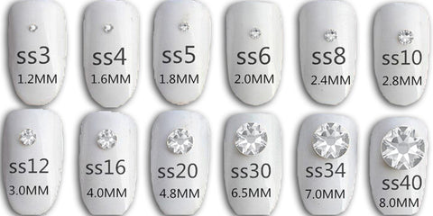 Flatback Rhinestone Size Chart