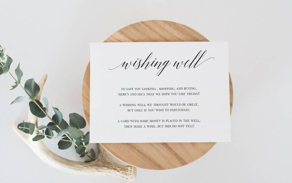 Wishing Well Card Template Black And White Laurel Wishing Well Card - wishing well card template black and white laurel wishing well card diy modern wishing well calligraphy