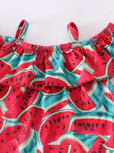Red Watermelon 2pc Top and Denim Shorts
