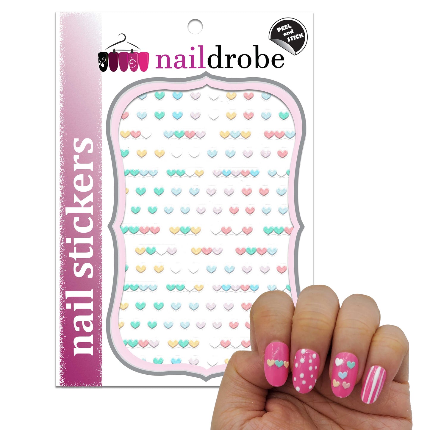 3D Puffy Pastel Heart Nail Stickers