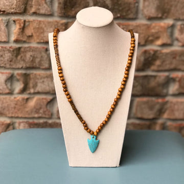 Turquoise Beaded Arrowhead Necklace
